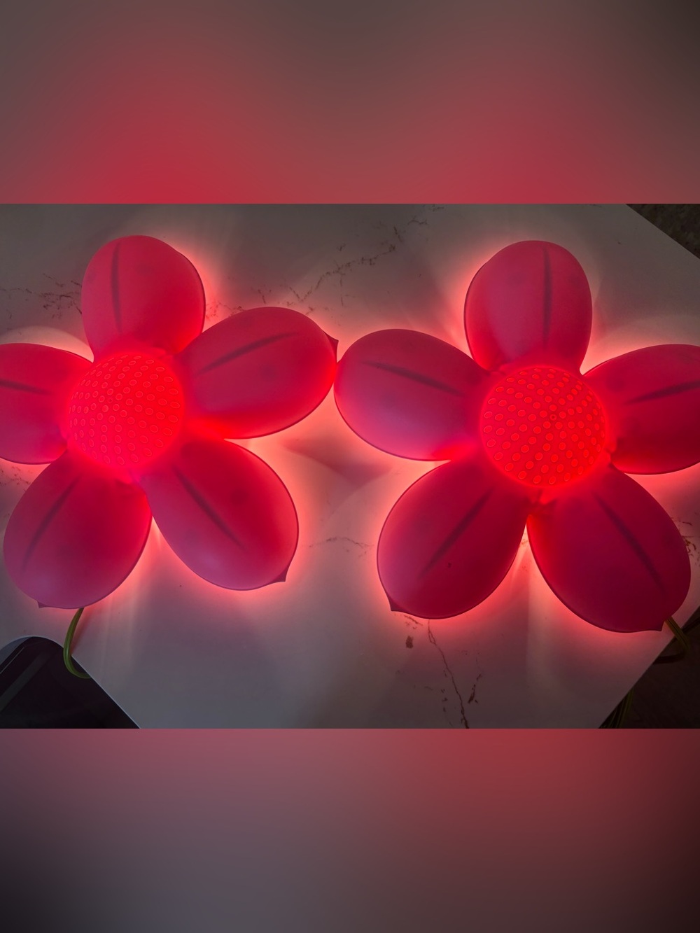 IKEA Pink Flower Smila Blomma Wall Night Lights (2) Child Bedroom w/5w Bulb 14"